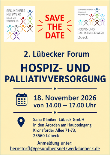 Save the Date 2. Lübecker Forum Hospiz- und Palliativversorgung